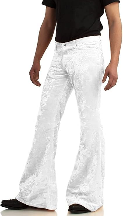 Image of EVEDESIGN Mens Bell Bottom Velvet Pants 60s 70s Disco Outfits for Men Vintage Flared Jeans