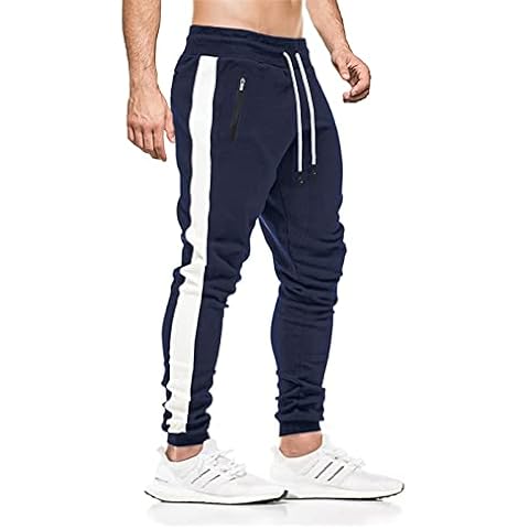 ZOXOZ Tracksuit Bottoms Men Lightweight Cotton Gym Sports Joggers for Men Slim Fit with Zip Pockets Blue M Cover