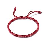 Handmade Tibetan Lucky Bracelet Woven Dark Red Color Bracelets Mens Womens Lucky String Bracelets For Protection and Valentine Gift Couple Gift Box by MoonArts