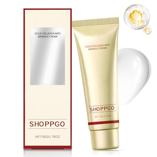 Crema Colágeno Facial de Oro, Crema Antiarrugas Mujer, Crema Reafirmante Cara, Crema Antiedad, Crema Hidratante Facial Mujer para Todo Tipo de Piel, 50g