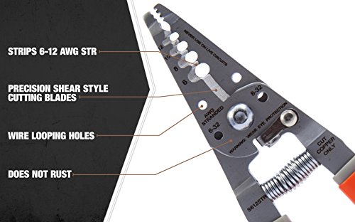 Image of Southwire Tools S612STR 4-10 AWG SOL & 6-12 AWG STR Ergonomic Handles Wire Stripper /Cutter