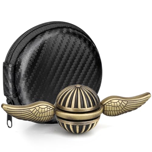 Image of Brass Fidget Spinner Orb Anxiety Toy, Stress Relief Spin Fidgets Hand Bearing Tri Spinner for Kids Adults, Cool Ball Fingertip Gyro Spinning Top Novelty Gift for School Home Office