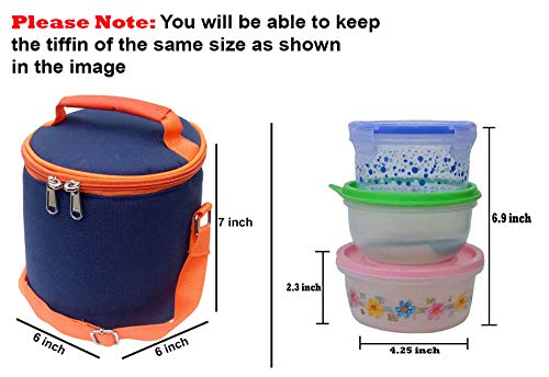 Image of Insulated Lunch Bag, Water Resistant, for Office, School and Travelling, 1 Litre (Without Containers, Size-6.5 X 6 X 6)