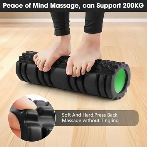 Image of PulGos Green Foam Roller 1 pack for Deep Tissue Massage | High-Density Acupressure Roller for Muscle Recovery, Back & Leg Pain Relief | Ideal for Yoga, Stretching, Home Workouts & Outdoor Use