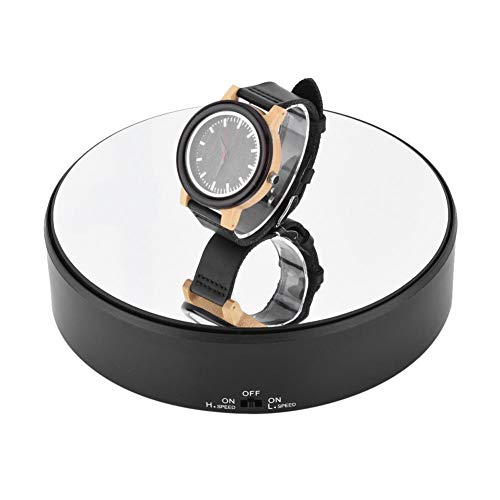 360Â° Rotating Display Stand - Electric Mirror Surface Speed Adjustable Display Stand for Jewelry, Watch, Digital Product, 3D Models and Collectibles, 2kg Load Bearing Battery Powered
