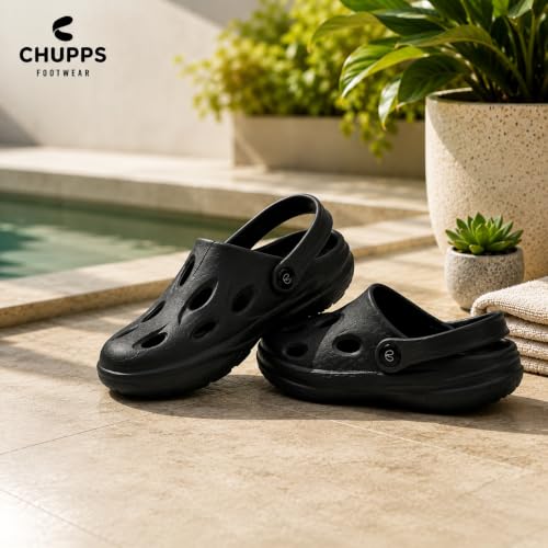 Image of CHUPPS Gator Clogs for Men | Lightweight EVA Clogs | Anti-Slip Sole | Cushioned Footbed | Breathable Ventilation | Adjustable Back Strap | Waterproof Casual Garden Clogs for Men