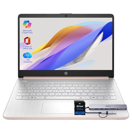 HP 15.6' Portable Laptop (Include 1 Year Microsoft 365), HD Display, Intel Quad-Core N200 Processor, 16GB RAM, 128GB Storage, Wi-Fi 5, Webcam, HDMI, Numeric Keypad, Windows 11 Home, Red