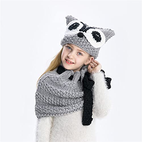 Kids Winter Knitted Beanie Hat Neck Warmer Scarf Set for Boys Girls Cartoon Animal Crochet Warm Cap Neck Gaiter2