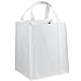Pack of 3- Eco-friendly Reusable Bag Non woven Grocery Tote bag 15"H x 13"W x 10"gusset with handles In White - Thanksgiving Week Sake