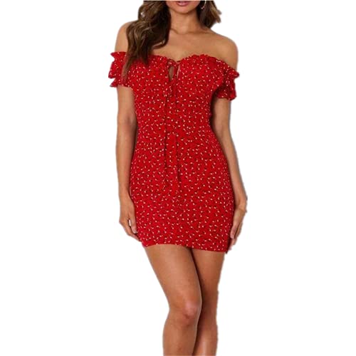 NOBCE Mesdames été Sexy Hors de l'épaule Robe Florale   Mini All-Match Slim Fit Robe Taille Haute Robes Cover