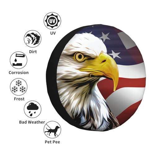 Image of Spare Tire Cover American Eagle and Flag Wheel Covers USA Flag Weatherproof Universal Wheel Protectors for Rv SUV Camper Travel Trailer 16 Inch