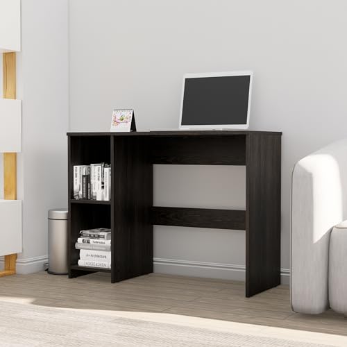 Image of Bniture Wooden Study Table for Home | Engineered Wood Study Table with 2 Storage Shelf | Multi Purpose Computer Desk for Writing & Study | Laptop Table for Study Room & Office | Flower Wenge