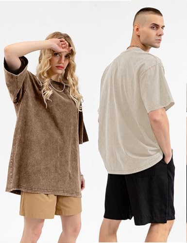 Image of Arssm Men Oversized T Shirts Vintage Tee Loose Fit Short Sleeve Casual Streetwear Baggy Washed Unisex Tops