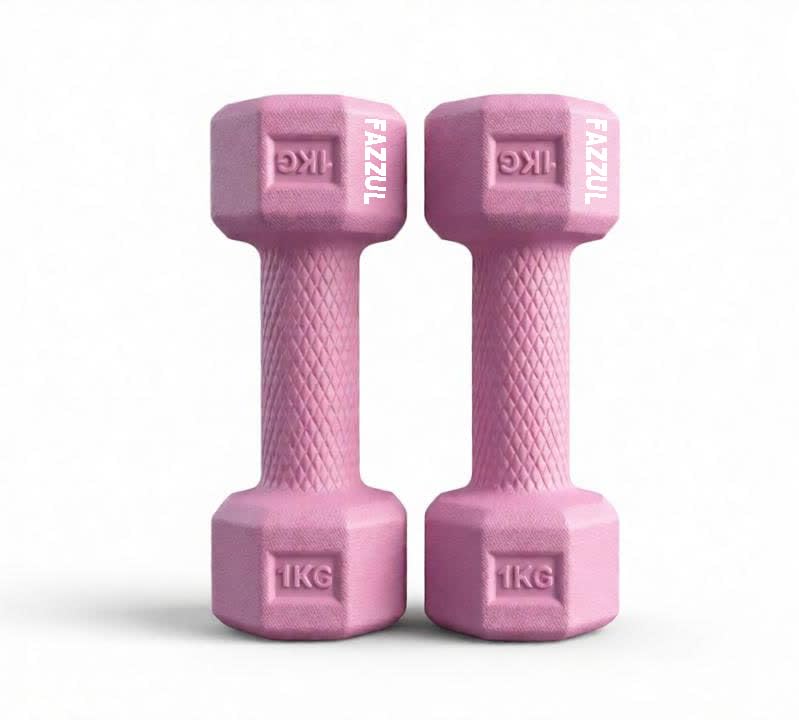 Dumbbell 1Kg Pair Hexa PVC Dumbbells Set For Home Gym, Exercise & Fitness Dumbbell (Pink) Fixed Weight Dumbbell Home And Gym Use (1Kg X 2PCS)-picture-32