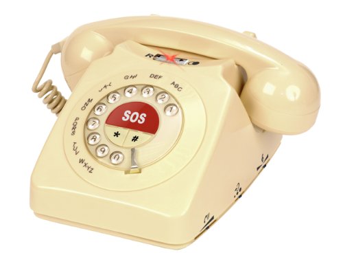 Geemarc CL60 Loud Classic Rotary Style Corded Telephone with SOS Button- UK Version, Cream