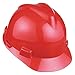 MSA 10150223 Green V-Gard Cap Style Safety Hard Hat With Fas-Trac III Ratchet Suspension | High Density Polyethylene Shell, Superior Impact Protection - Standard Size in Red