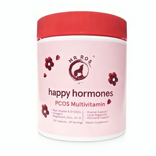 Mr Ros PCOS Multivitamin for Women – Happy Hormones Formula – Myo & D-Chiro Inositol 40:1, Omega-3, Vitamin D3, Zinc & Magnesium – 120 Vegan Capsules