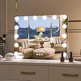 CASSILANDO Hollywood Vanity Mirror with Lights, Large Vanity Lighted Mirror with 14 LED Bulbs,3 Color Lights，Make Up Lighted Mirror, 20' x 16'
