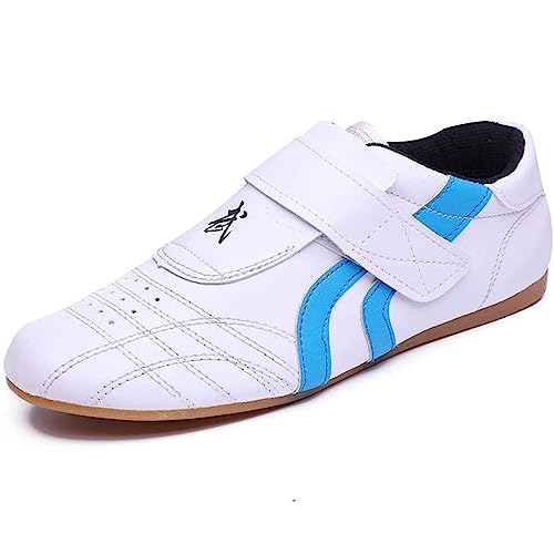 Homnova Chaussures De Tai Chi, Chaussures De Sport Légères PU Artificiel, pour Enfants Arts Martiaux Baskets, pour La Formation De Karaté Unisexe,Bleu,40EU