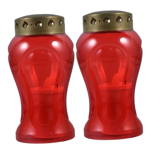 Tobbomey 2 Faroles Conmemorativos ElectróNicos Para Cementerio Velas Sin Llama Con Luz Parpadeante DecoracióN Segura Para Tumbas JardíN Exterior