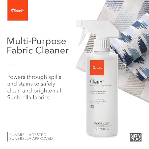 Sunbrella Clean Multi-Purpose Fabric Cleaner | All-in-One Solution for Water-Safe Fabrics and Vinyl | Upholstery Cleaner, Removes Stains & Spills | Non-PFAS | 16 fl oz