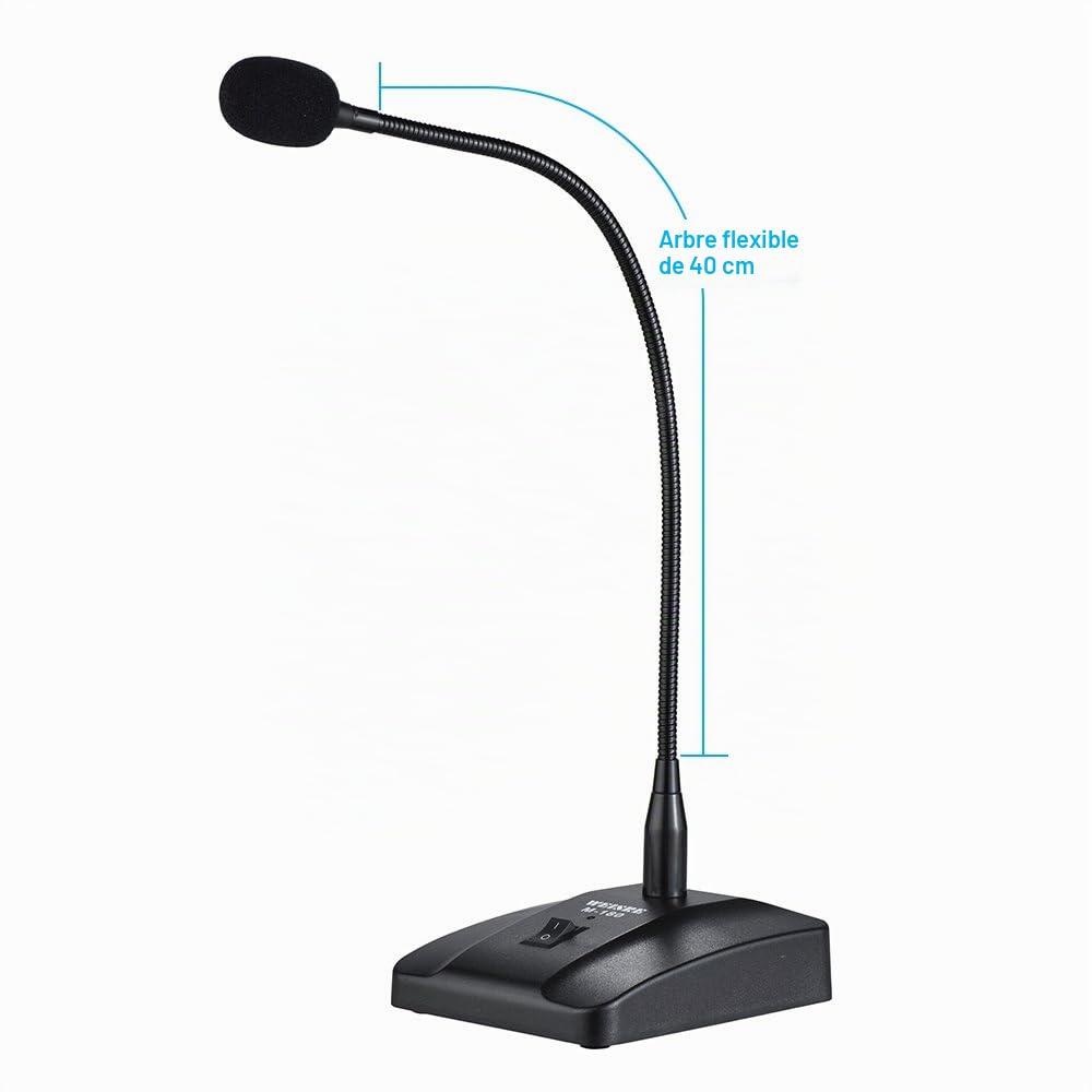 Btuty Microphone cardioïde à condensateur filaire avec câble détachable XLR vers 6,35 mm pour conférence et réunion