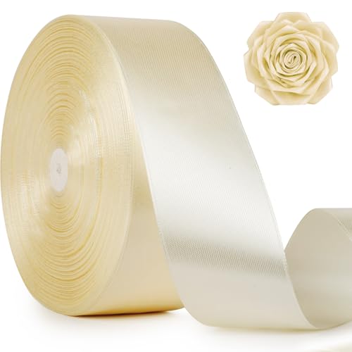 FYXHHOT 135 Yards Ribbon,1-1-2 Inch Ivory White Satin Ribbon,Single Face Satin Ribbons, Perfect for Gift Wrapping,Wedding Decoration,Handmade Bows,Wrapping Bouquet and More