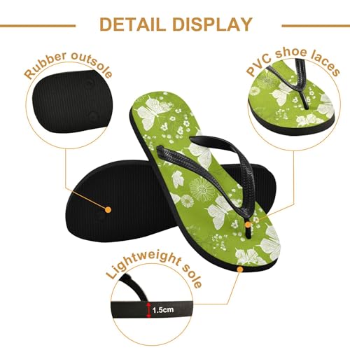 Burbuja Butterflies Floral Flip Flops for Women Men, Soft Thong Sandals Rubber Slippers for Pool Beach Essentials3