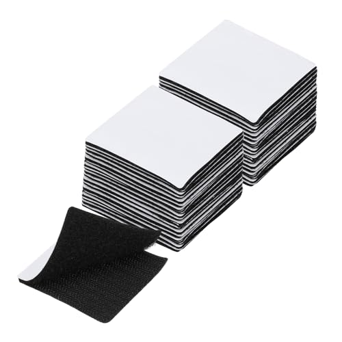 Image of PATIKIL 2x2 Inches Hook and Loop Dots, 16 Sets Nylon Blend Square Self Adhesive Tape Strong Sticky-Back Fasteners Double-Sided Adhesive Strip for Office Home Crafting, Black