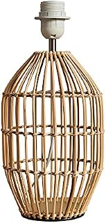 MiniSun Contemporary Small Natural Rattan Cylinder Table Lamp with a White Cylinder Shade