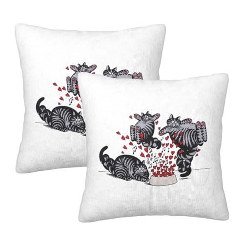 枕カバー クリバンキャット 悪い猫 漫画 クッションカバー 2枚セット 座布団カバー まくらカバー おしゃれ 可愛い ソファ背当て 抱き枕 インテリア飾り オフィス 部屋飾り 四季通用 45×45cm