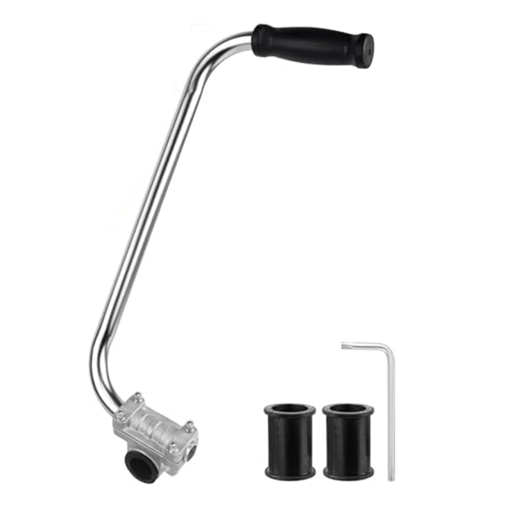 Langjiao Silver&Black Trimmer Handle, Ergonomic Trimmer Handle, Handle Extension With Stand Clamp,Multifunctional Garden Lawn Mower Handle Durable Easy Install Easy To Use