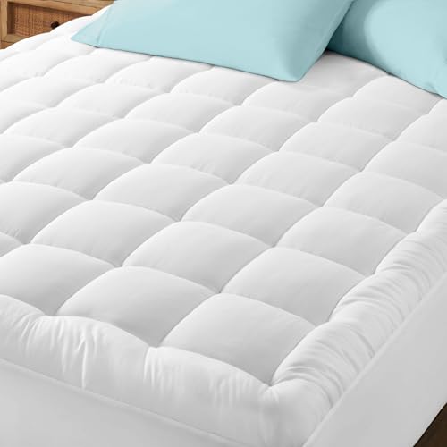 Bare Home Twin XL Mattress Topper Cotton Top - Twin Extra Long - Soft Plush Topper for Mattress - College Dorm Room Essentials - Cooling Breathable Air Flow - 8