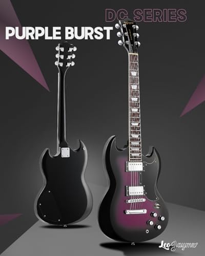Image of Leo Jaymz 39 Inch Solid Body Electric Guitar - Poplar Wood Body,Maple Neck and Laurel Wood Fretboard (Purple Burst)