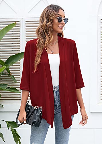 Image of Heymoments Women's Lightweight Open Front Cardigans 3 /4 Sleeve Casual Soft Drape Fall Cardigan S-2XL
