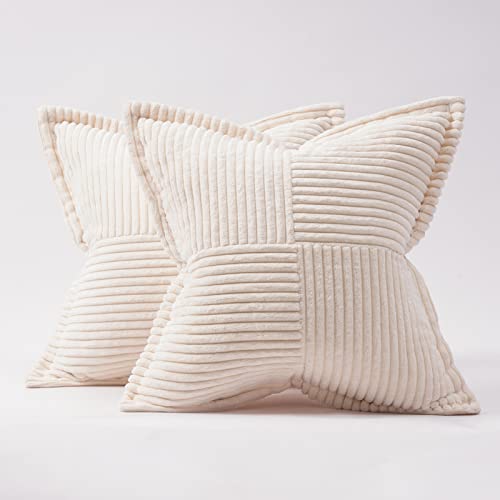 Topfinel Cream Cushion Covers 40cm x 40cm,Scatter Autumn Decorative Fluffy Pillows Cases,Cushions Cover 16x16 inches with Invisible Zipper for Sofa Bed Livingroom Bedroom,Pack of 2 - Image 2