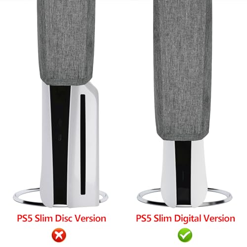 PlayVital ps5 Slimデジタルバージョンに対応用縦式ダストカバー、ps5 Slimデジタルバージョンコンソールに対応用ナイロン製縦式ダストカバー【グレー】
