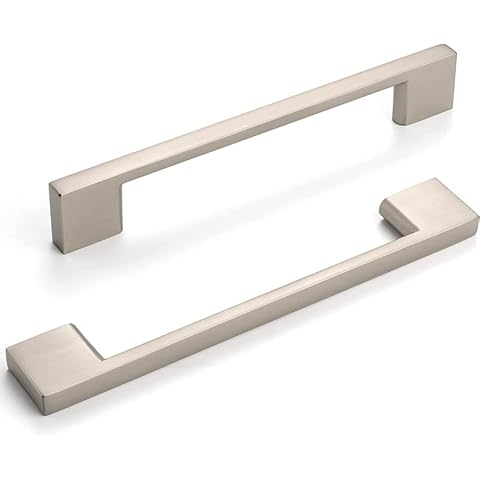 SYZOW 6 Pack Brushed Nickel Kitchen Handles 192mm Kitchen Door Handles -Cabinet Pulls Kitchen Cupboard Handles Cover