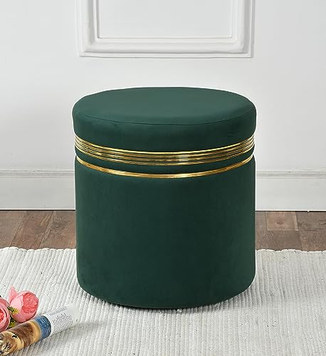 Image of NACIA Wooden Ottoman Stool for Living Room, Ottoman pouffes for Sitting, Puffy Chair Bench for Home Decor, Ottoman & Stools, Footrest Pouf Foot Stool for Office Room Decor, (16 inchx16 inchx17 inch, Green)