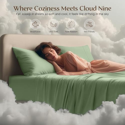 Image of Utopia Bedding Twin XL Sheet Set - 3 Piece Bed Sheets for Twin XL Size Bed, Soft and Breathable Microfiber, Includes 1 Fitted Sheet, 1 Flat Sheet and 1 Pillowcase (Sage)