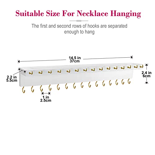 Yyilis Necklace Holder, Wall Necklace Organizer With 30 Hooks Necklace Holder Wall Mounted Necklace Hanger With Jewelry Tray / Cosmetics Shelf Rustic Pine Wood Holder For Necklaces And Bracelets #TOP1