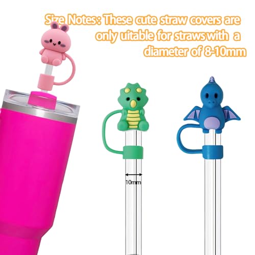 Image of 9Pc Straw Cover for Stanley Cup, Silicone Straw Topper for Stanley Cup 30&40oz with Tumblers, 10mm 0.4in Lid Accessories (Reusable)