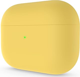 ORNARTO Compatible with AirPods Pro Case, Protective Liquid Silicone Case for AirPods Pro Soft Skin Front LED Visible Silicone Case,Lemon Yellow