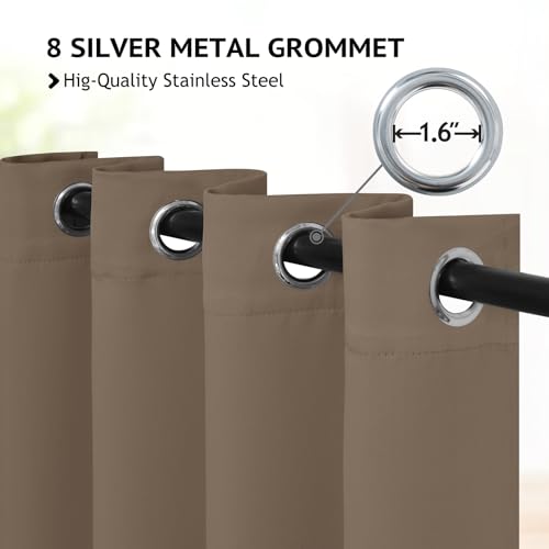 Image of COSVIYA Grommet Room Darkening Khaki Curtains 84 inch Long for Bedroom | Light Blocking Insulated Thermal Curtains for Living Room, Blackout Thick Polyester Window Drapes,52x84 inches, 2 Panels