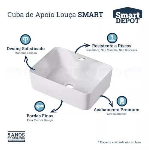 Cuba Para Banheiro Pia De Apoio Sobrepor Retangular Lavatorio Lavabo 40x30cm Sartin Smart Depot Louç