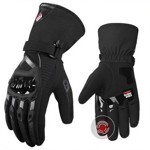 KEMIMOTO Winter Motorradhandschuhe, geprüfte Motorradhandschuhe,Motorrad Handschuhe Winter, Touchscreen Handschuhe, Wasserdicht, für Motorradfahren, Skifahren, Roller