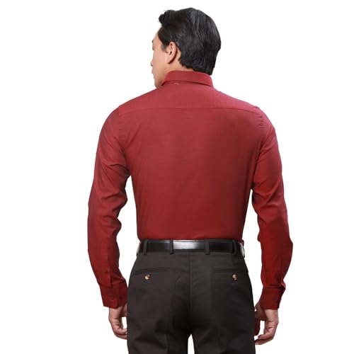 Image of Park Avenue Men's Solid Pattern Slim Fit Cotton Blend Full Sleeve Semi Cut Away Collar Formal Shirt