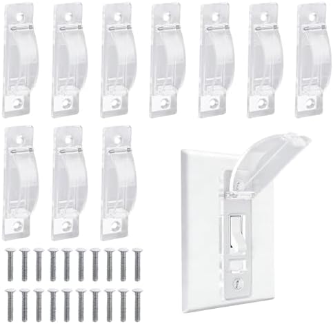 Penitue 10pcs Light Switch Protective Covers, Baby & Child Proof Transparent Light Switch Cover Guards for Protecting Lighting Fixtures from Being Accidentally Turned on or off