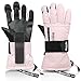 devembr Gants de Ski Hommes et Femmes, Gants de Snowboard Imperméables avec Protège-Poignets Détachables et Isolation Thinsulate 3M, Gants de Ski avec Matériau PU Durable (Rose, M)