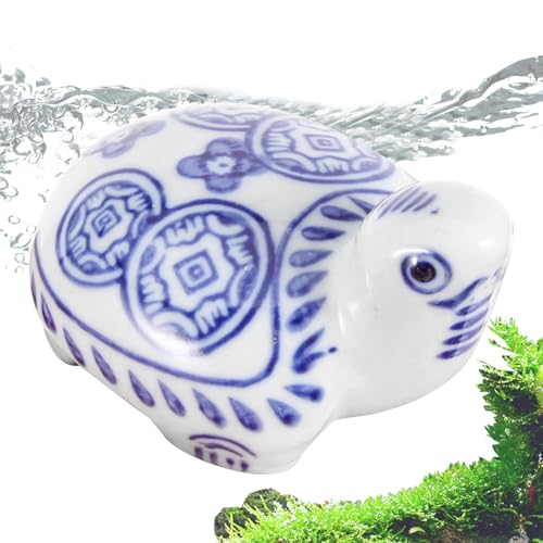 Figura de tortuga de cerámica para acuario, figura de tortuga en miniatura para peces, colector de cerámica, decoración de paisaje para mesa, jardín, estanque, maceta, escritorio, agua salada